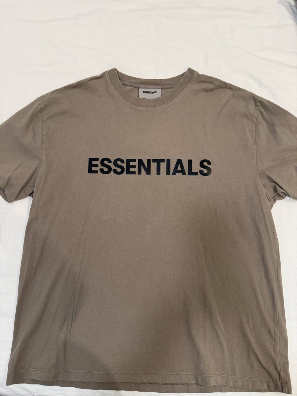 Fear of God ESSENTIALS Short Sleeve Tee in Taupe with Black Logo